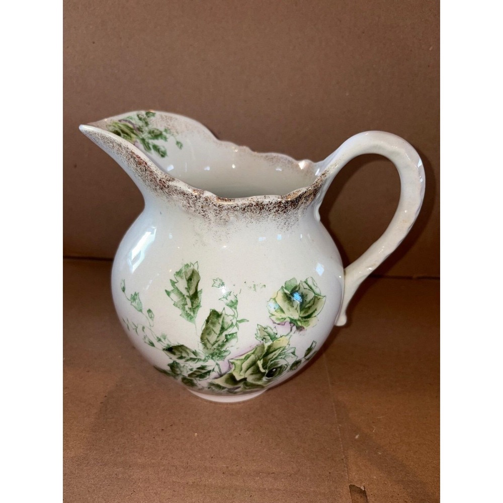 Antique Victorian La Belle China American Gilt Edge Floral‎ Jug 1890s